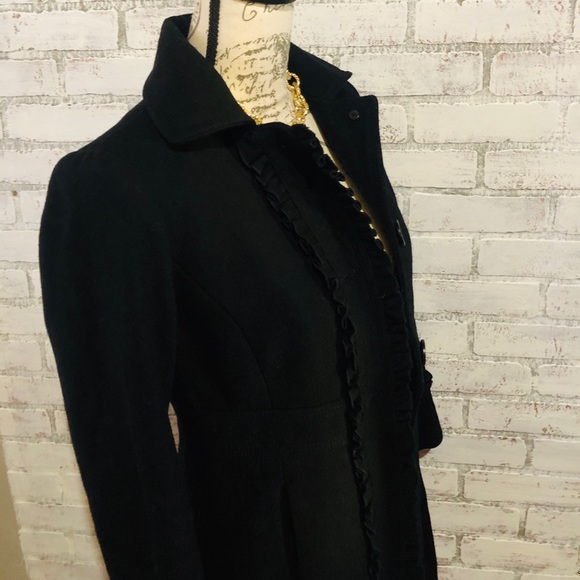 J Crew 100 % wool Winter Coat Ruffle detailed - Picture 5 of 8